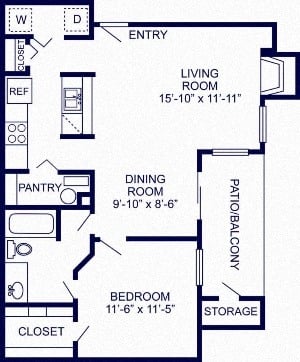 Floor plan layout diagram for 1B Renovation 2